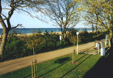 Foto: Ostsee, gesehen aus dem Fenster des Speisesaals, der auch als Veranstaltungsraum dient